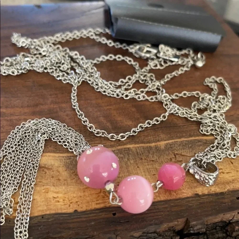 3x$25 ❤️ New York & Co Long Double Chain Necklace Pink ❤️